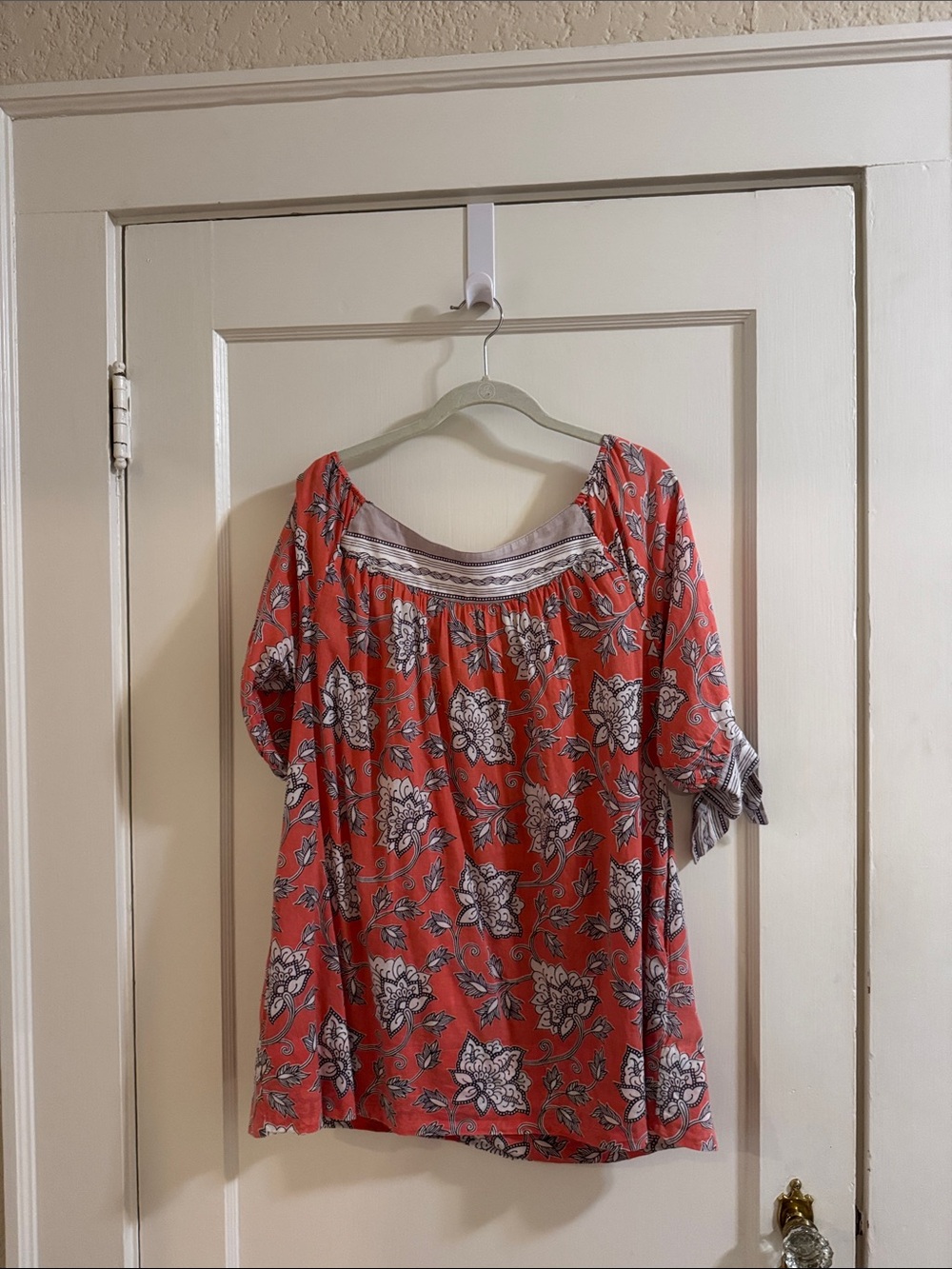 Gretchen Scott Coral Floral Boho Top
